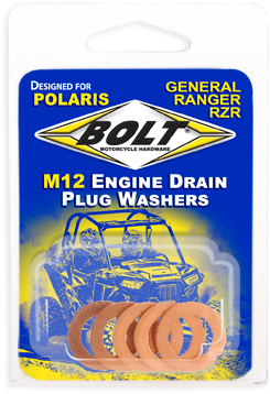 BOLT RZR-CPR12 Copper Engine Drain Plug Washer, M12x20 - Pack of 5