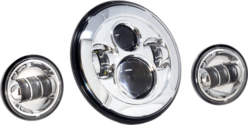 LETRIC Lighting Co 7-Inch LED Headlight with Passing Lamps for Indian Motorcycles (Part #LLC-ILHK-7C)