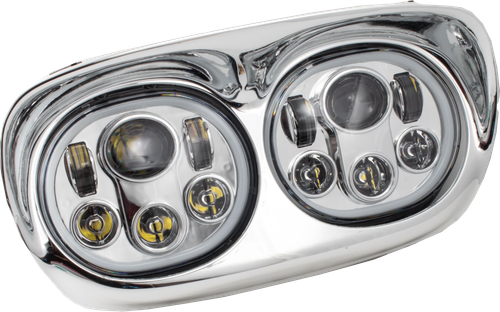 Letrica Lighting Co LED Headlight with Chrome/Chrome Halo Filter for '98-'13 Vehicles - Part Number LLC-LRHP-HCC