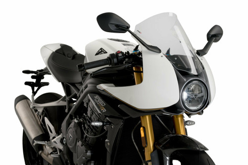 PUIG Windscreen R Racer Clear Tri - Motorcycle Windscreen for Enhanced Aerodynamics and Wind Protection