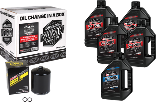 MAXIMA V Twin Synthetic Oil Change Kit for Harley-Davidson with Black ProFilter Oil Filter – Part 90-119015PB