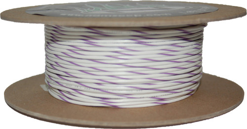 NAMZ Custom Cycle #18 Gauge White/Violet Stripe 100' Spool of Primary Wire