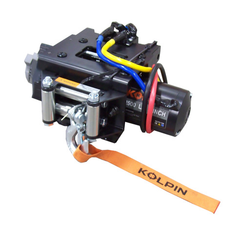 KOLPIN Quick Mount Winch 2500 Steel Pol with Pre-spooled Rope and Remote Control