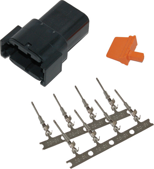 NAMZ CUSTOM CYCLE Deutsch DTM Series 8-Pin Black Receptacle with 8 Terminals - Model MDR-8B