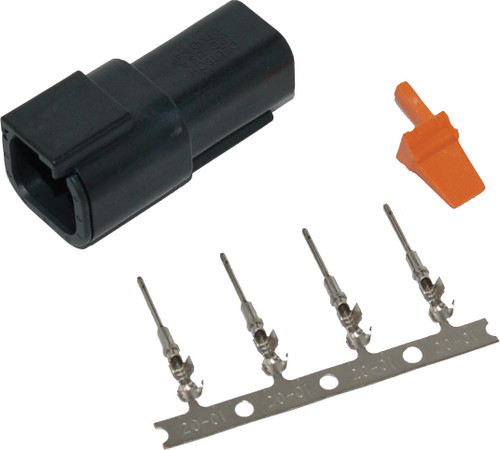 NAMZ CUSTOM CYCLE Deutsch DTM 4-Pin Black Receptacle with Wedge Lock - Part Number MDR-4B