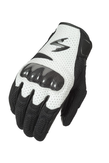 ScorpionEXO Vortex Air White Motorcycle Gloves Medium - Breathable Leather and Impact Protection