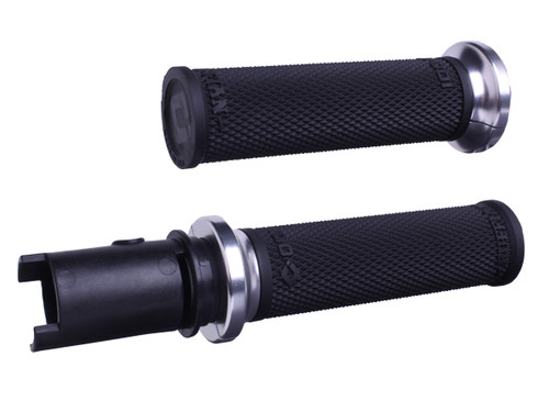 ODI Lock On Hart Luck Full Waffle Black/Silver CVO ’23-’24 Motorcycle Hand Grips - Part V31HTC-BB-S