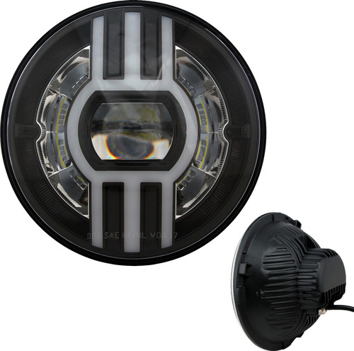 CYRON Headlight 7-inch Beast 2 with Built-in Daytime Running Light (DRL) and Dual Beam - Black