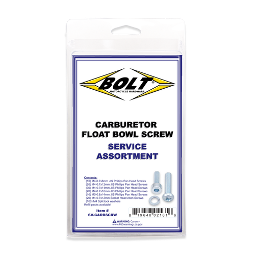 BOLT SV-CARBSCRW Carburetor Float Bowl Screws Assortment Kit – 210 Pieces