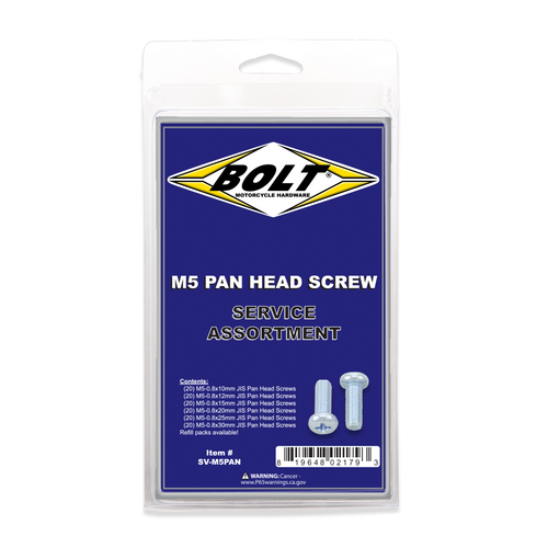 BOLT SV-M5PAN M5 Pan Head Phillips Screw Assortment Kit - 120 Pieces