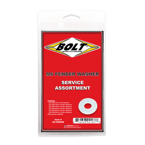 BOLT M6 Fender Washer Assortment Kit (120 Pieces) - Durable Steel Washers for Automotive and Mechanical Applications