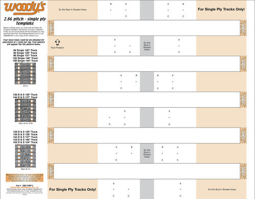 WOODYS Stud Template 2.86-Inch Single Ply for Track Widths 15 and 16 Inches