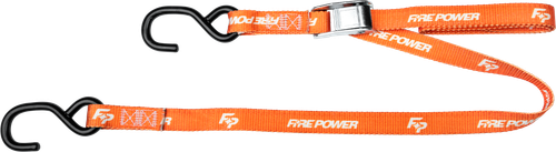 FIRE POWER 1-Inch Tie Down Straps, Orange, Pair - Heavy Duty Webbing with Cam Buckle and Vinyl-Coated S-Hooks