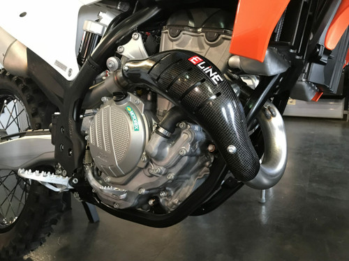 E-Line Accessories Carbon Fiber Exhaust Heat Shield for Stock Header Gas/Hus/Ktm - Part MHS35023