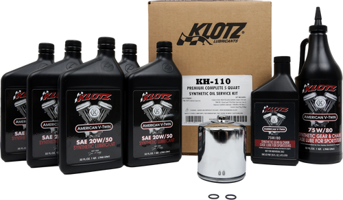 Klotz Premium Harley Davidson 5 Quart Synthetic Oil Change Kit (Part KH-110)