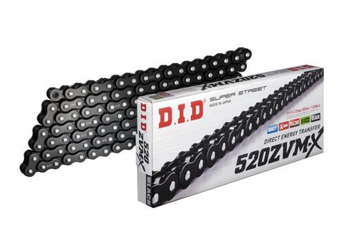 D.I.D Super Street 520ZVMX 120 Black/Black Chain - Heavy-Duty Performance for High-Powered Motorcycles