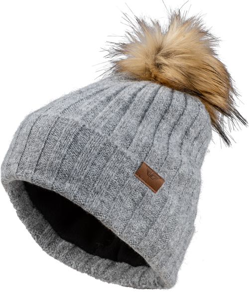 Fly Racing Women's Snow Pom Beanie Heather Grey - Part No. 22-3252 GREY