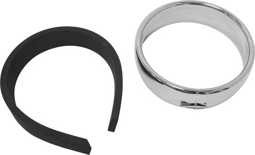 HardDrive Frenched Headlight Trim Ring Chrome 5 3/4 Clamp Style for Custom Motorcycle Look