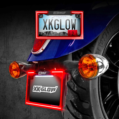 XK GLOW XK034018-W License Plate Frame Light with Turn Signal - Chrome Finish