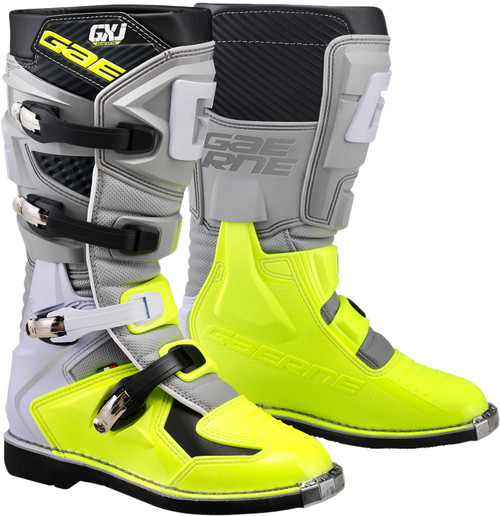 Gaerne GX J Kids Motorcycle Boots Grey and Yellow Fluo Size 02