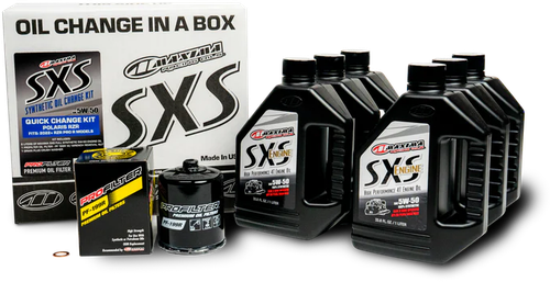 MAXIMA Sxs Oil Quick Change Kit 5W50 with Black Oil Filter - Complete Synthetic Engine Oil Solution for Side-by-Side Vehicles
