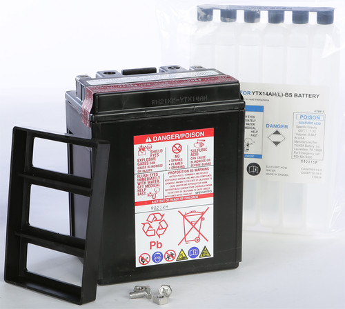YUASA YUAM62H4A Maintenance-Free YTX14AH-BS Battery for Motorcycles and ATVs