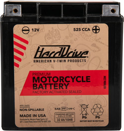 HardDrive HRDM732GHL Premium GYZ32HL / YIX30L Motorcycle Battery with 500 CCA
