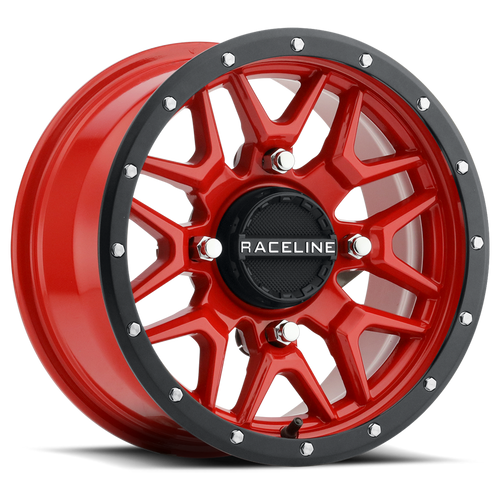 Raceline Krank Wheel 15x7 4/137 5+2 +10mm Black and Red - Heavy Duty Off-Road Wheel