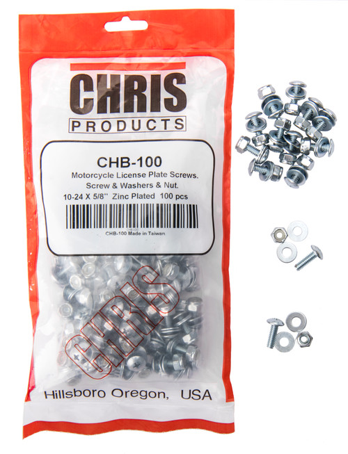 Chris Products Chrome Plated License Plate Fasteners 100 Pack (Part Number: CHB100)