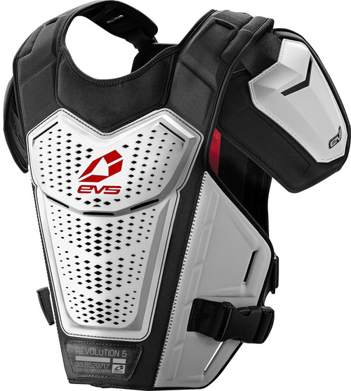 EVS Revo 5 Roost Guard White Large/X-Large - Chest and Back Protection for Motocross and BMX Riders