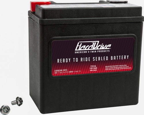 HardDrive HVT14L YTX14L AGM Motorcycle Battery - Factory Activated, Sealed, 240 CCA