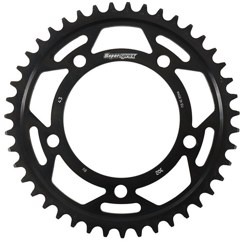 SuperProx RFA-302-43-BLK Rear Edge Steel Sprocket, 43 Tooth, Black Finish for 530 Chain
