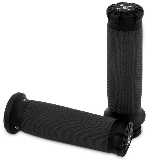 Burly Brand Hawk Billet Handle Grip Set for 1-Inch Handlebars - Black Machined and Textured Black