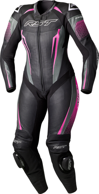 RST Women's Tractech Evo D3o Suit Black and Pink Leather Large