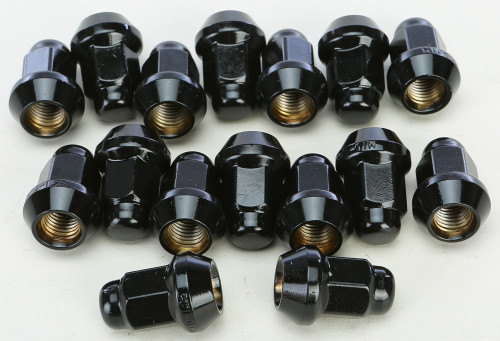 AWC ALUGB-14BX 10mm x 1.25 Tapered Lug Nuts with Black Finish, 60° Seat, 14mm Hex, Pack of 16