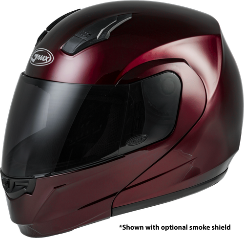 GMAX MD-04 Modular Helmet Wine Red - Lightweight Cross-Country Motorcycle Helmet with DOT Approval and Advanced Ventilation