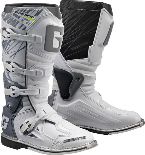 Gaerne Fastback Boots White Size 6 – Lightweight Motorcycle Footwear with Wrap-Around Ankle Pivot System