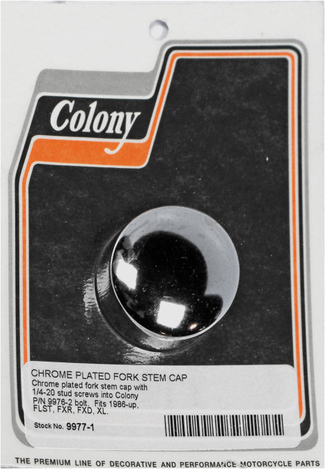 Colony Machine Chrome Fork Stem Cap for Harley Davidson FXR and XL Models 1986 and Up - Part #9977-1