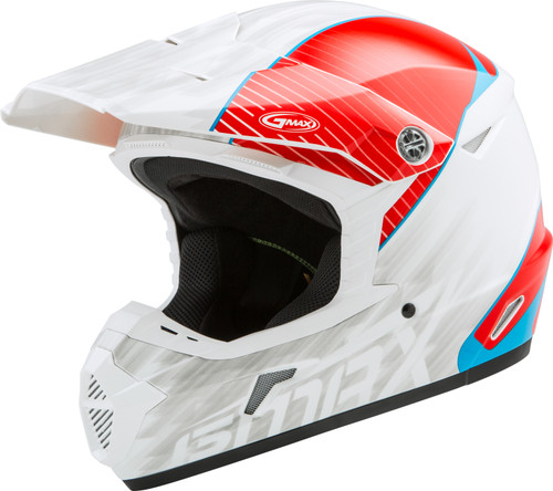 GMAX MX-46 Off-Road Colfax Helmet White/Red/Blue Small – DOT Approved, Lightweight with 19 Vents