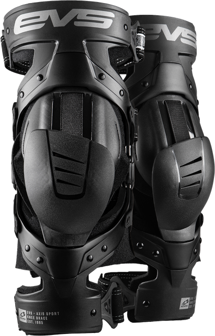 EVS Axis Sport Knee Brace Pair Black/Grey Medium - Lightweight Support with Adjustable Hyperextension Lockouts