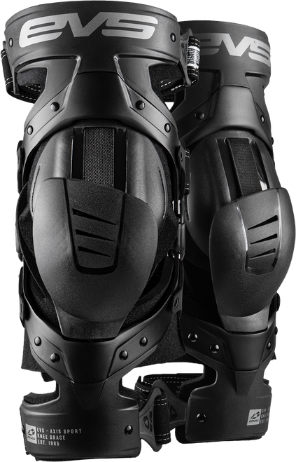EVS Axis Sport Knee Brace Pair Black/Black/Grey Large – Lightweight, Flexible Support with Patented Hinges