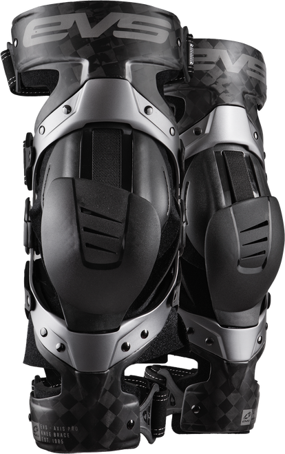 EVS Axis Pro Knee Brace Pair Black/Grey Medium - Lightweight, Rigid Support with Carbon Fiber and Aluminum Frame