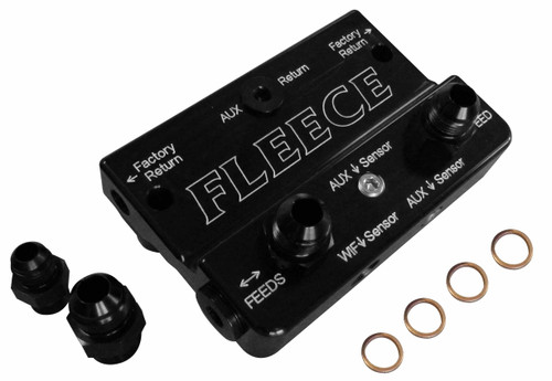 Fleece Performance Fuel Distribution Block for 2010-2018 Dodge 6.7L Cummins - Part Number FPE-FFD-RF-4G
