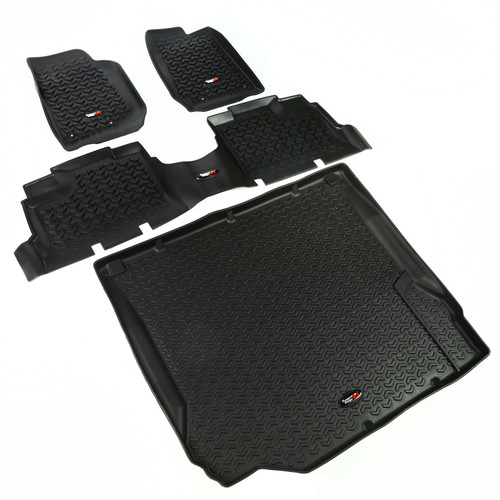 Rugged Ridge 12988.01 Front and Rear Black Floor Liners for 2007-2010 Jeep Wrangler JK 4-Door