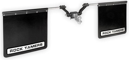 Rock Tamers 2.5 Inch Hub Mudflap System with Matte Black Stainless Steel Trim Plates - Part Number 110