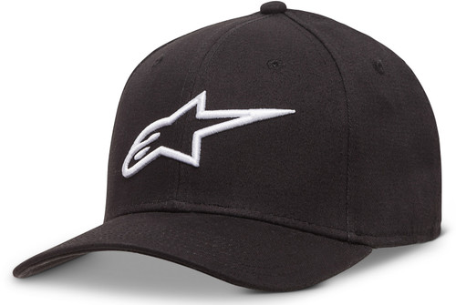 Alpinestars Curve Hat Black/White Small/Medium - Stylish Flex Back Cap with 3D Logo