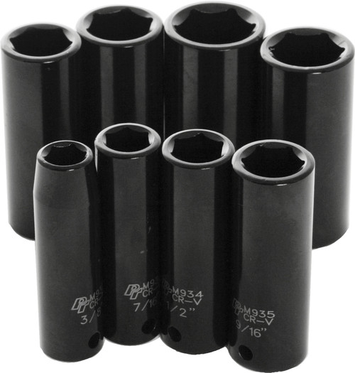 Performance Tool M594DB 8 Pc 3/8 inch SAE Impact Socket Set Deep