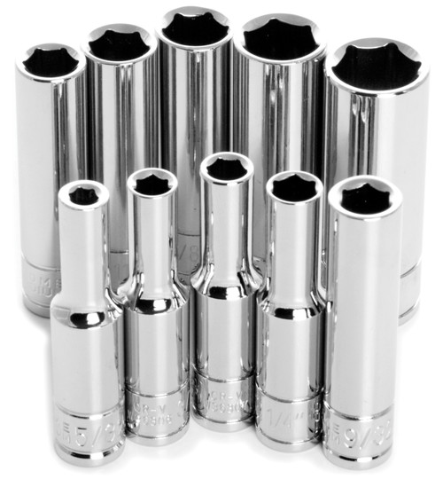 Performance Tool W36300 10-Piece 1/4 Inch SAE Socket Set with Deep Sockets