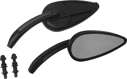 Harddrive 18-158 Vintage Black Motorcycle Mirrors – Chrome or Satin Finish, Pair