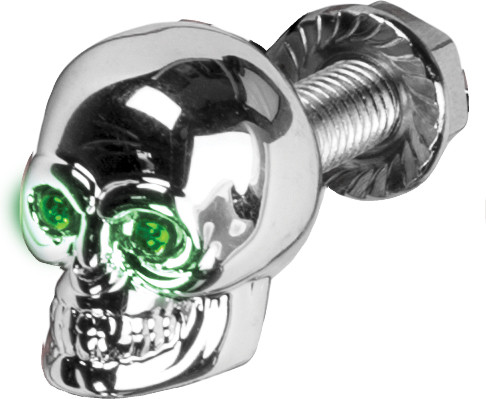 HardDrive Lighted Skull License Plate Screw Green with LED Eyes - Part H040080